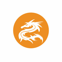 Dragon logo circle background vector icon illustration design template