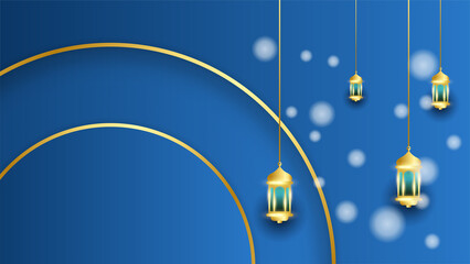Abstract islamic ramadan kareem background with moon lantern pattern and mandala element. Can be used for banner, poster, greeting card, wallpaper, and social media template