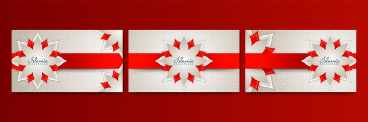 Set of beautiful ramadan kareem blue and gold banner design. Realistic 3D Ramadan Kareem background. Blue gold moon and abstract luxury islamic elements background