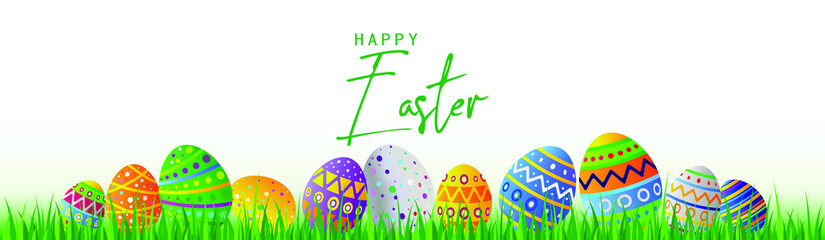 easter eggs on grass