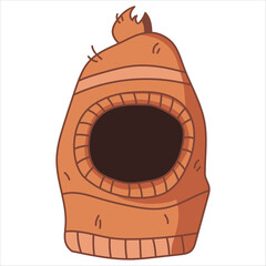 Orange knitted balaclava hat, warm head wear