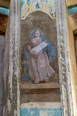 painting of the walls of an abandoned Orthodox church