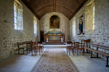 Intérieur de la Chapelle Bonne Nouvelle à Esson en Suisse Normande dans le Calvados