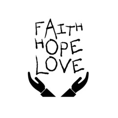 Faith, hope, love word icon isolated on white background