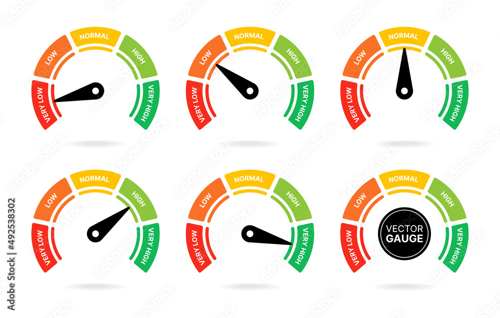 Poster gauge icon set. speedometer symbol collection vector illustration.