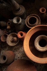 Ancient pottery vessels displayed at the local museum.