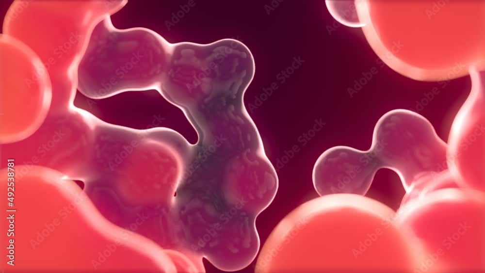 Aufkleber Floating glowing drops of liquid abstract background 3d rendering loop animation
