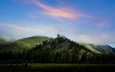 Beautiful  view of American mountain landscape at sunset, USA