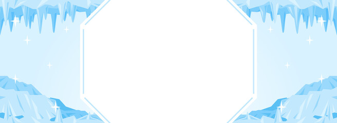 バナー向け　氷の世界　フレーム・背景素材（横長） © Katie（カチエ）