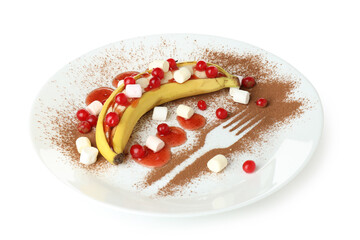 Concept of tasty food with delicious banana dessert