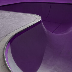 old purple skatepark on the street, skate court structure © Ismael