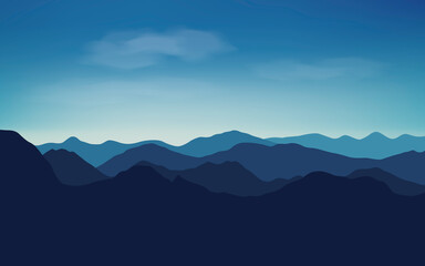 Fototapeta na wymiar silhouettes of panoramic mountains view landscape