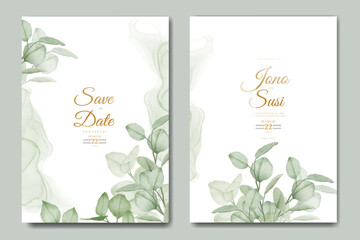 Watercolor eucalyptus wedding invitation card