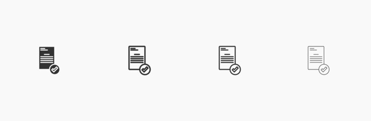 Document with a tick mark vector icon