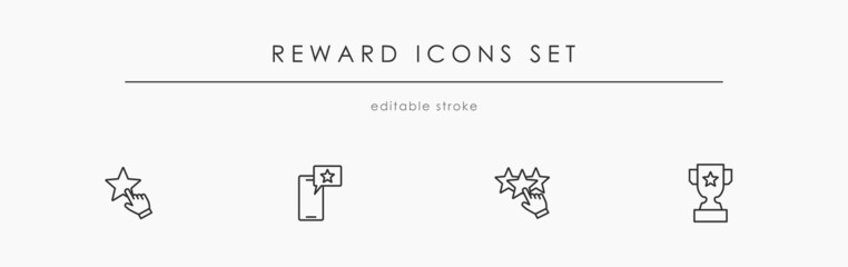 Reward related icon set vector