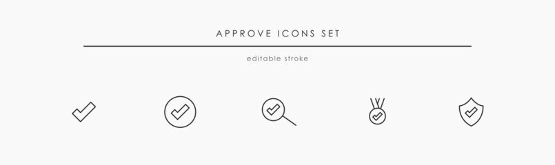 Approve vector icons set. Guaranty vector symbols