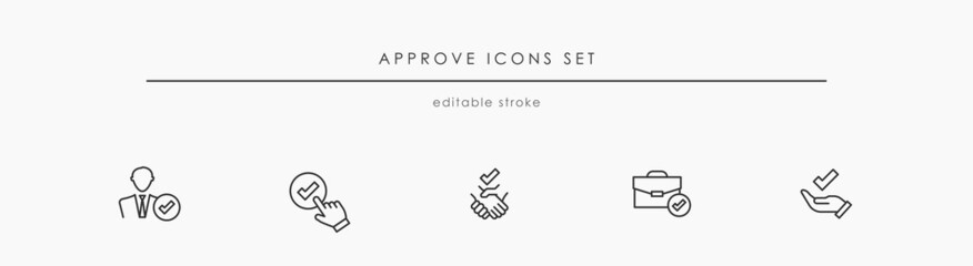 Approve and check related vector icon set. Tick icon for guaranty vector symbols
