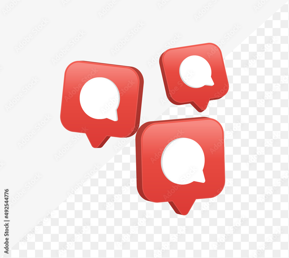 Aufkleber 3d comment bubble icon in modern glossy speech bubble for social media notifications icons - message