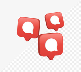 3d comment bubble icon in modern glossy speech bubble for social media notifications icons - message bubbles social network reactions	
 - obrazy, fototapety, plakaty