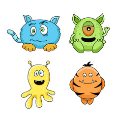 A set of  cute  monster characters. Cartoon vector illustration.