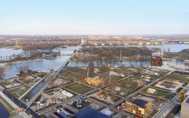 Aerial view on the. Floriade site under construction