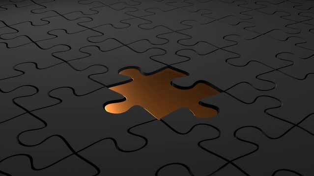 Connection concept. Puzzles. Match. Golden pazzle.