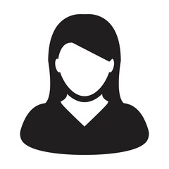Staff icon vector female user person profile avatar symbol for business in a flat color glyph pictogram sign illustration