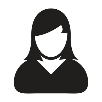 Person icon vector female user profile avatar symbol for business in a flat color glyph pictogram sign illustration