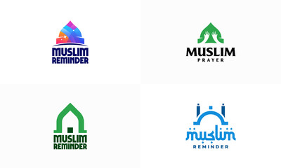 Set of Modern Muslim Reminder logo designs concept vector, Islamic Mosque logo template icon