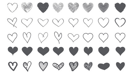 Heart contour vector. Black hand drawn love icon isolated. Paint brush stroke heart icon. Hand drawn vector for love logo, heart symbol, doodle icon and Valentine's day. Painted grunge vector shape
