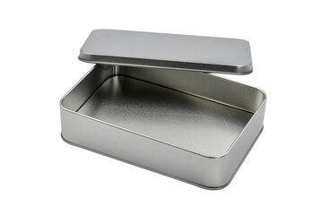 Empty silver metal box mock up clipping path, multipurpose box for storing appliance isolated on...