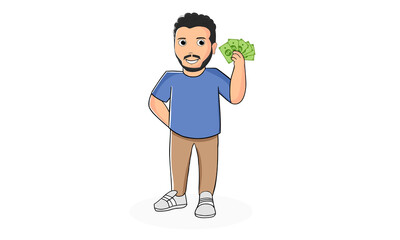 Man with Money in his hands Isolated On White Background.. The concept of wealth