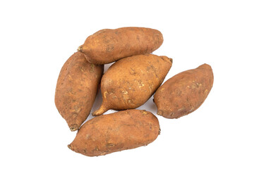 whole sweet potato isolated on white background