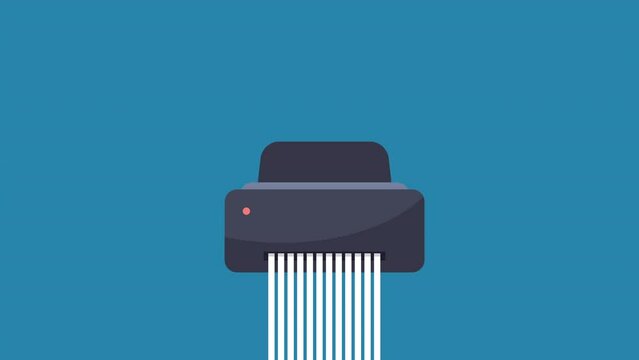 Hand putting peace confidential paper in shredder machine 4K motion animation.