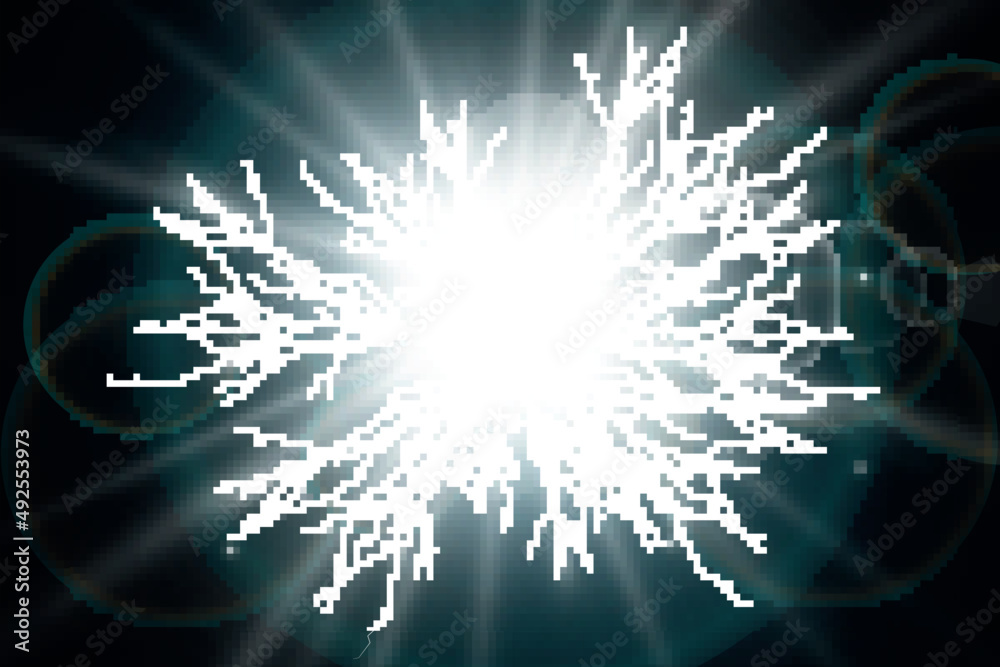 Poster Light effect of white lightning. PNG. Realistic flash with lightning. Electric explosion.