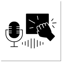 ASMR glyph icon. Knocking on objects and recording on high-frequency microphone. Internet trend concept. Filled flat sign. Isolated silhouette vector illustration