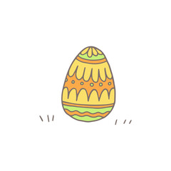 Easter egg decorated with pattern hand drawn doodle vector illustration isolated.