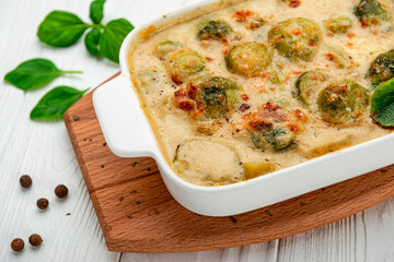 Fresh and beautiful Brussels sprout gratin.