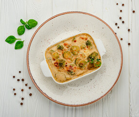 Fresh and beautiful Brussels sprout gratin.