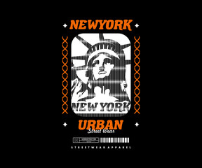 Illustration of an Liberty Statue Graphic Design for T shirt  Street Wear and Urban Style
