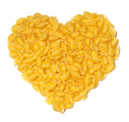 Pasta macaroni heart isolated on white background