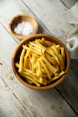 Homemade French fries with sea salt