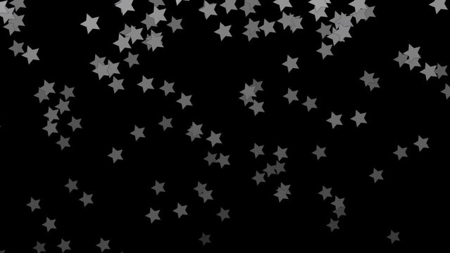 Black background with falling white stars. Simple high definition animation with objects falling in a perfect, seamless loop.