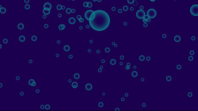Purple background with aqua teal falling bubbles. Simple high definition animation with objects falling in a perfect, seamless loop.