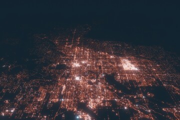 Tucson aerial view at night. Top view on modern city with street lights