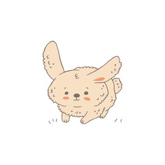 Rabbit or bunny funny animal cartoon doodle style vector illustration isolated.