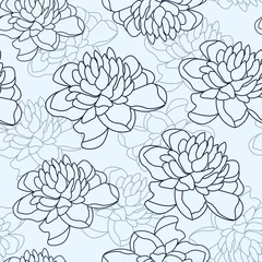 Fototapeten Peony flower seamless pattern. Elegant floral background. Garden vector illustration. Trendy print for fabric, packaging, website. © Ekaterina