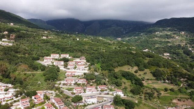 Aerial view over Torremezzo di Falconara, village in Calabria, Italy