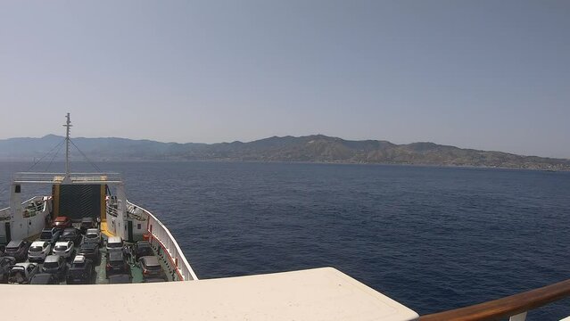 Traveling on the ferry to Messina, Sicily, Italy
