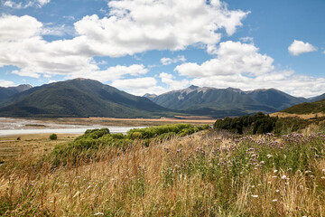 Fototapeta premium Berge, Neuseeland, Landschaft, Natur, Panorama.
